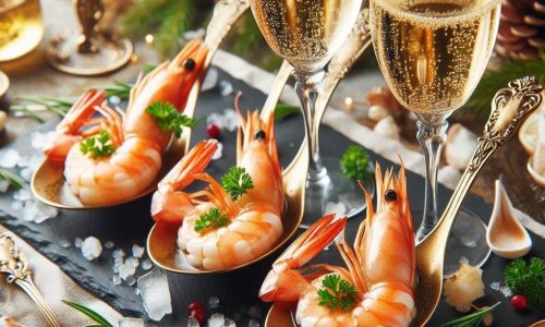 Camarão ao Champagne Servido em Colheres Gourmet: Uma Entrada Refinada